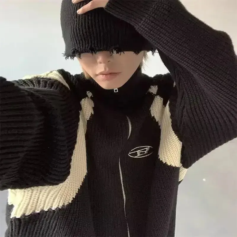 Retro Loose Fit Knitted Jacket from Y2K Streetwear Collection