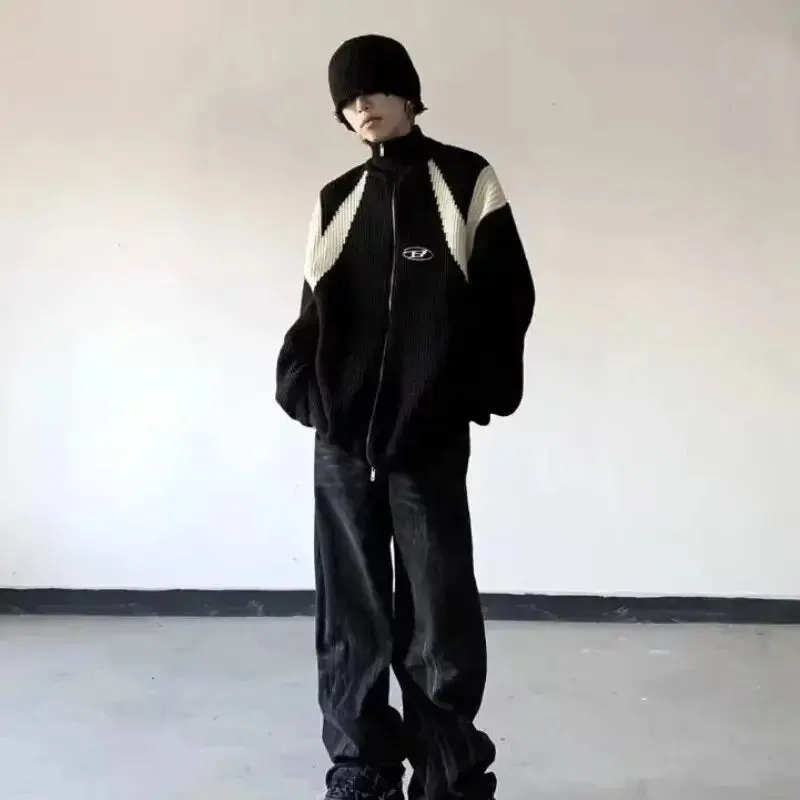 Retro Loose Fit Knitted Jacket from Y2K Streetwear Collection