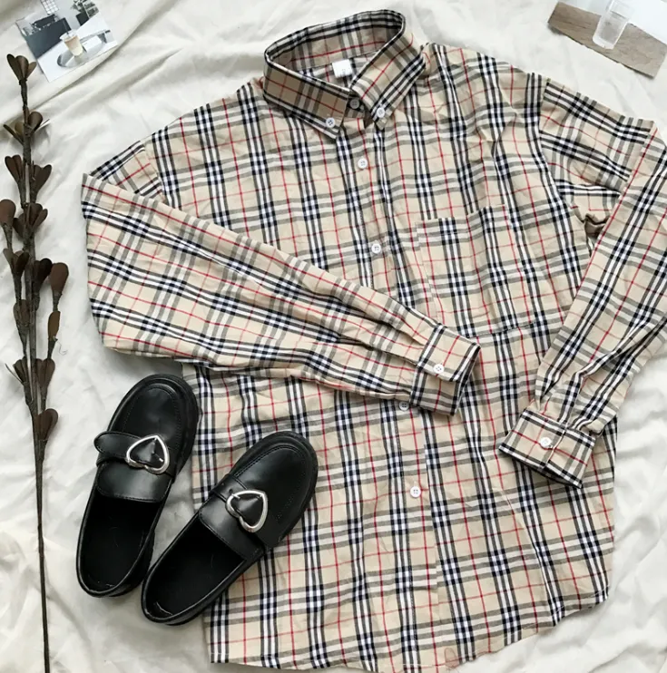 Retro soft sister plaid shirt KF2023