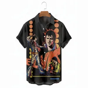 Rock Band Button Pocket Short Sleeve Shirt