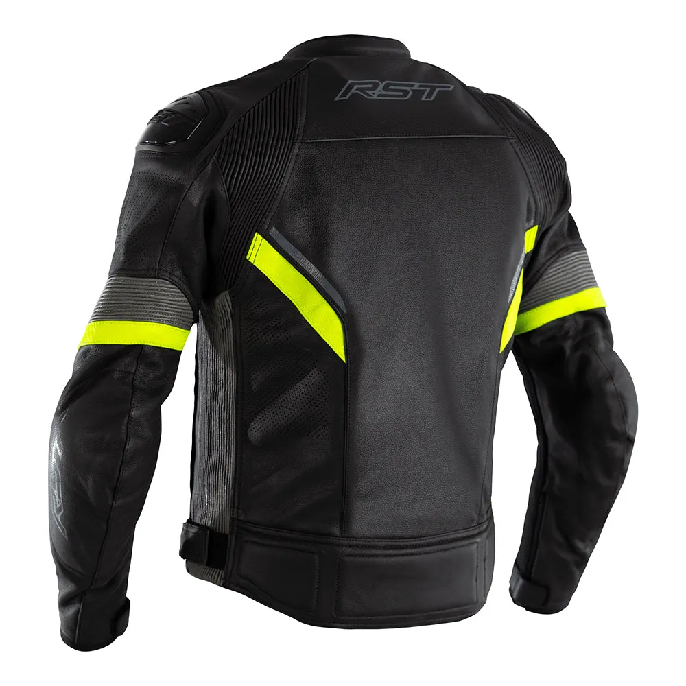 RST SABRE CE LEATHER JACKET [BLACK/GREY/FLO YELLOW]