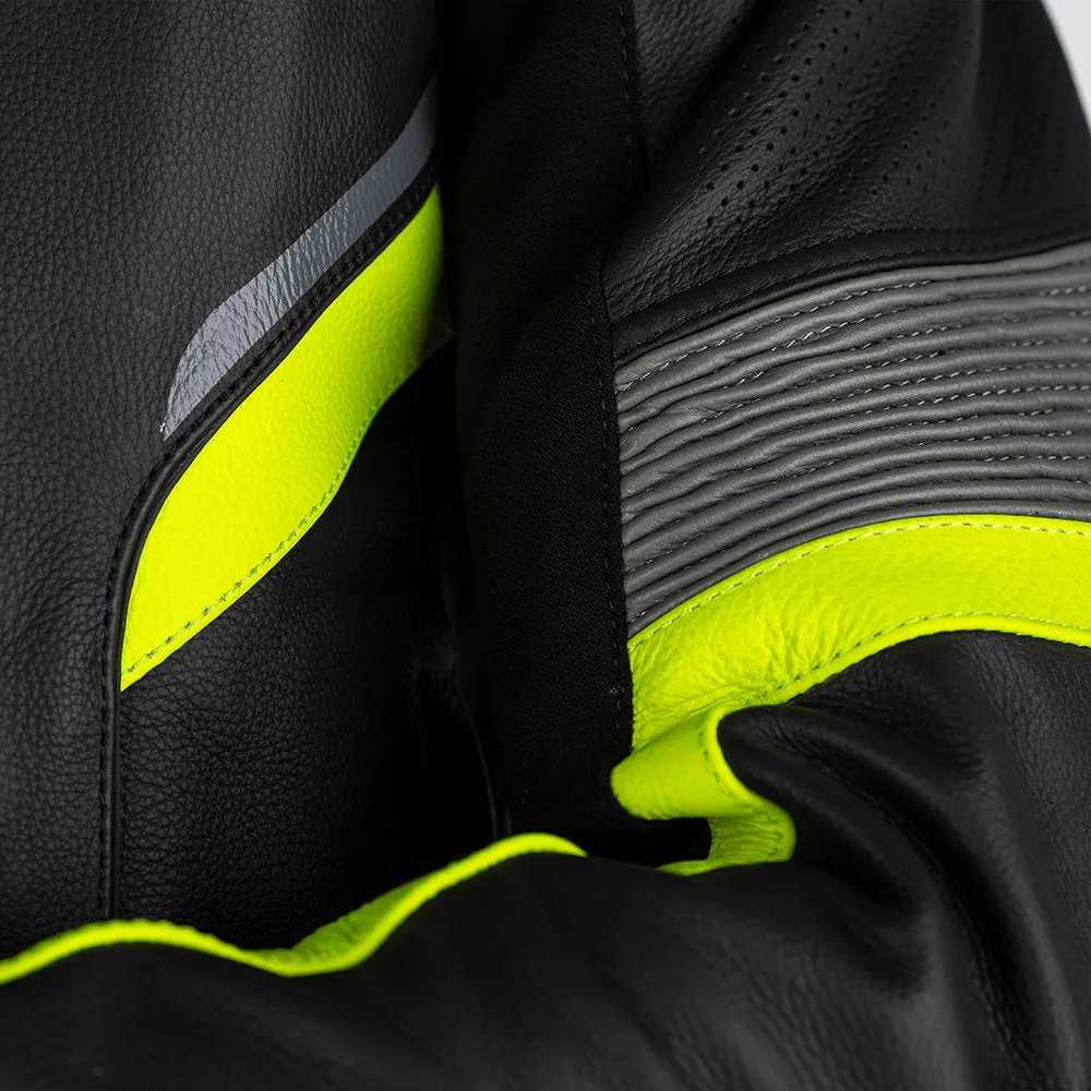 RST SABRE CE LEATHER JACKET [BLACK/GREY/FLO YELLOW]