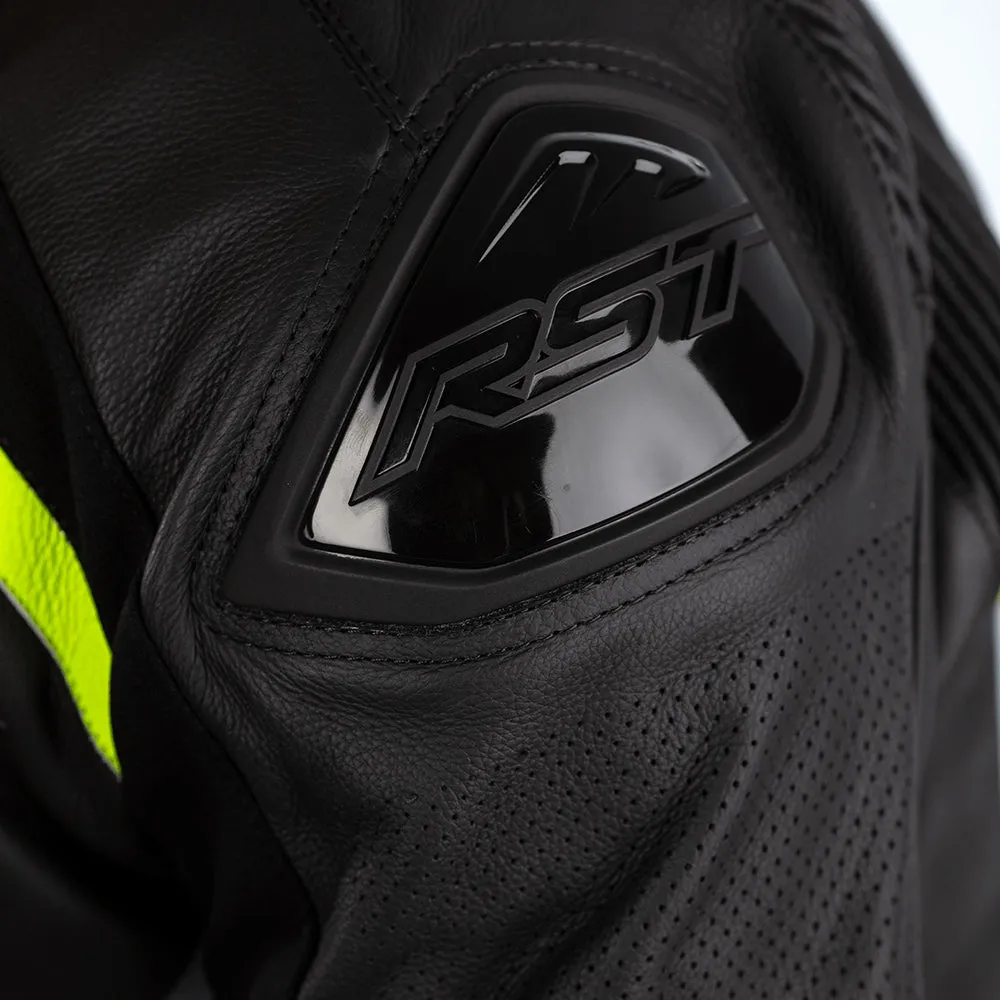RST SABRE CE LEATHER JACKET [BLACK/GREY/FLO YELLOW]