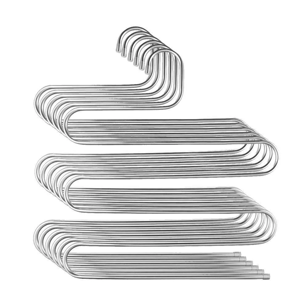S Type 5 Layer Stainless Steel Hanger with Multi-Purpose for Pants Cloths Tie Scarf (6-Pieces)