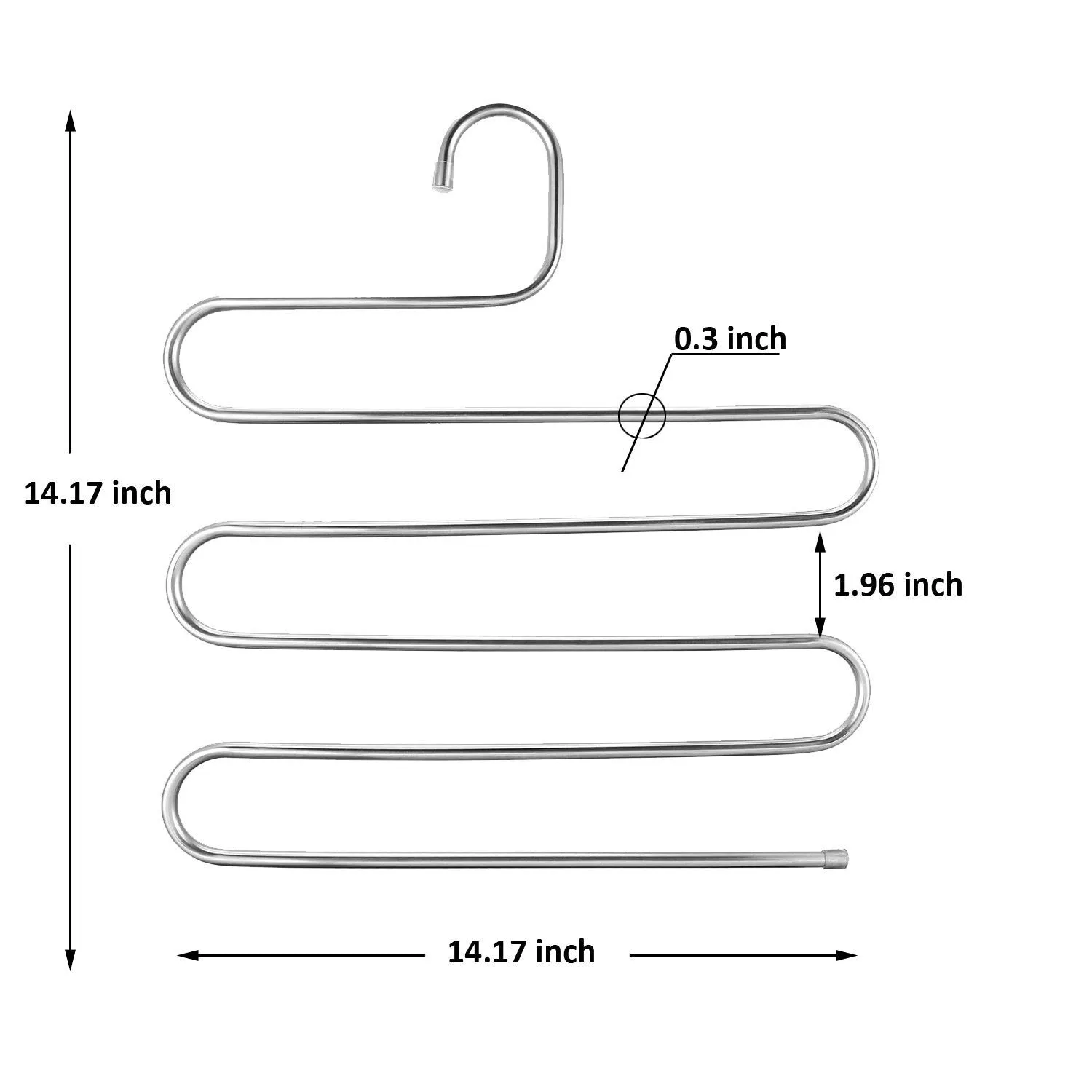 S Type 5 Layer Stainless Steel Hanger with Multi-Purpose for Pants Cloths Tie Scarf (6-Pieces)