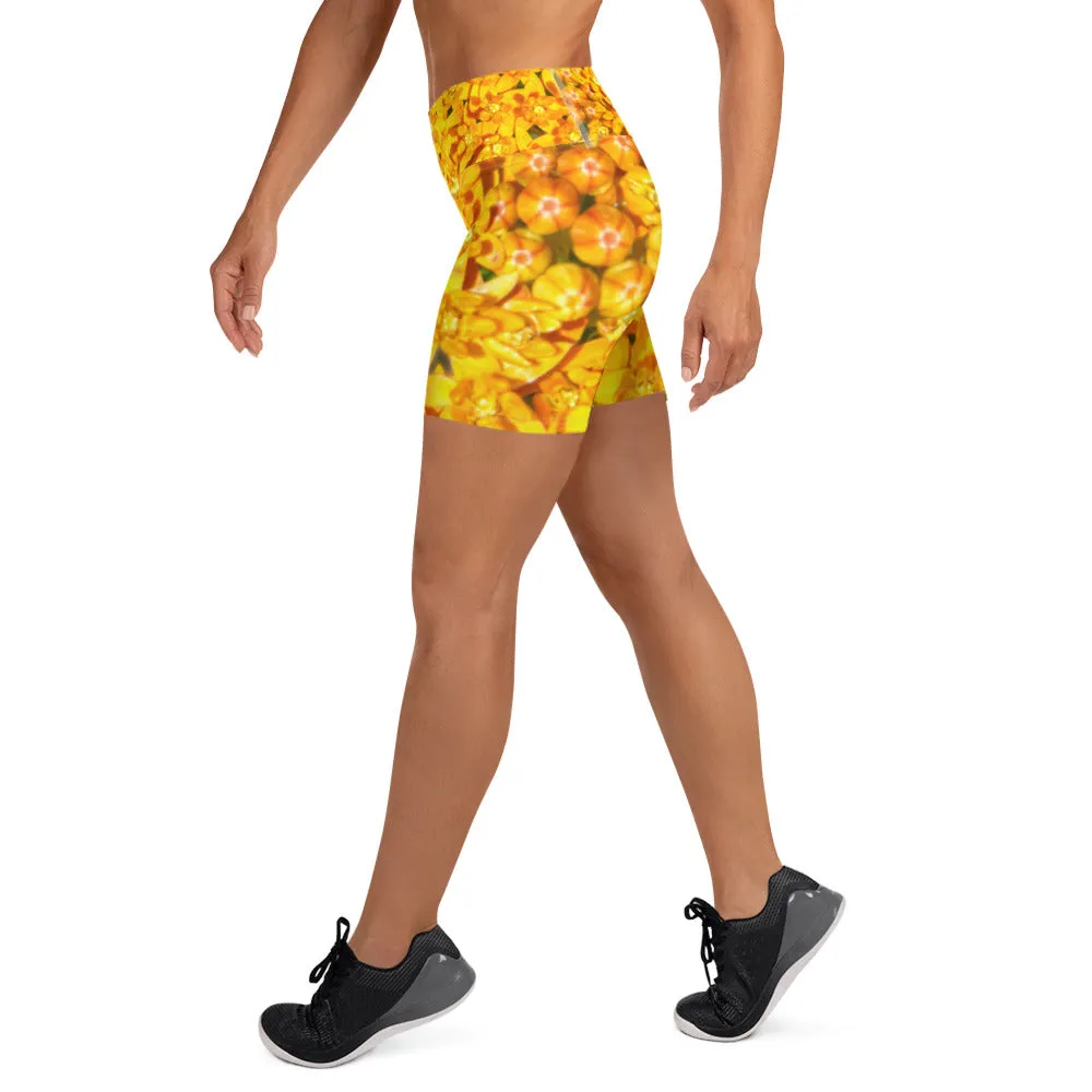 Saffron Stars Yoga Shorts