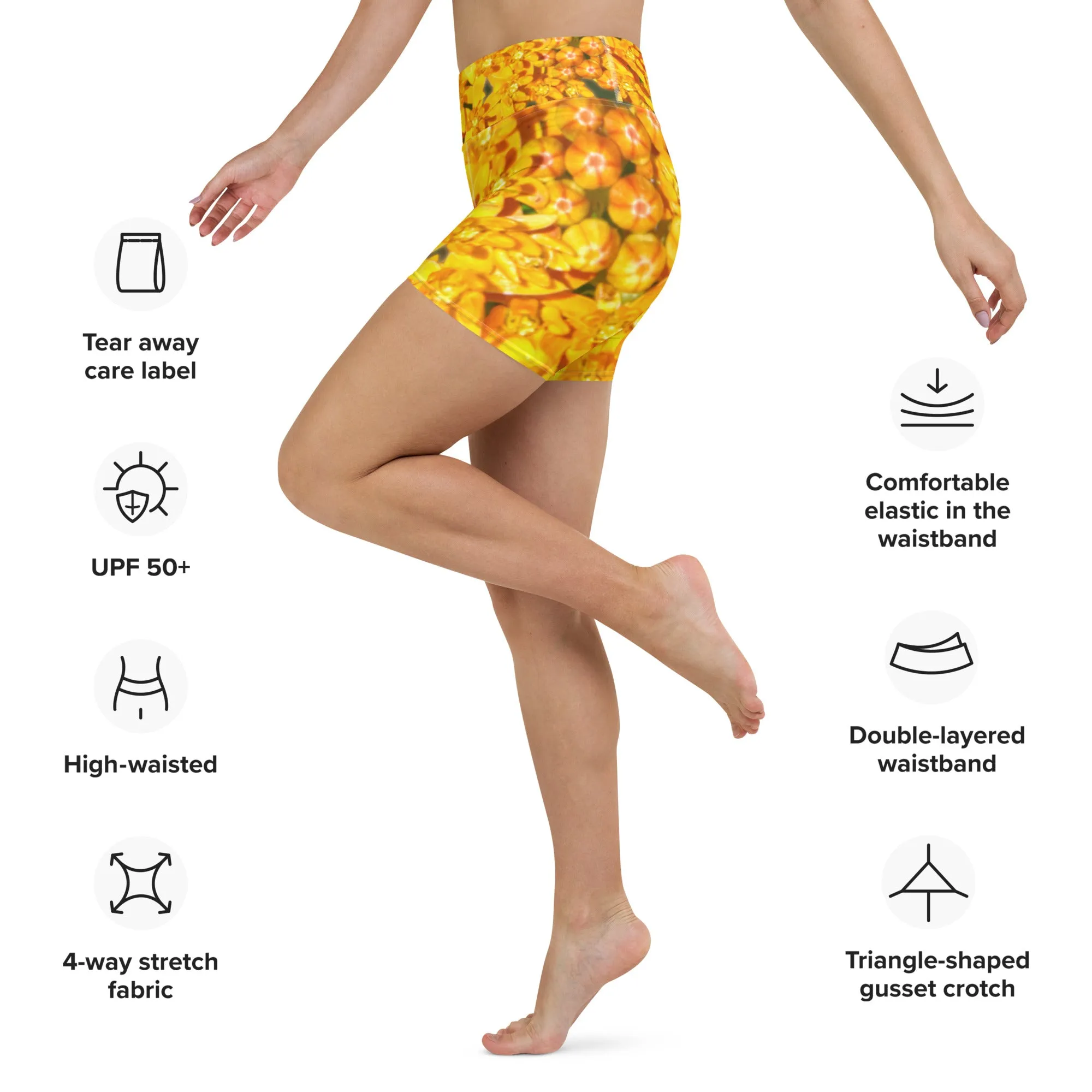 Saffron Stars Yoga Shorts