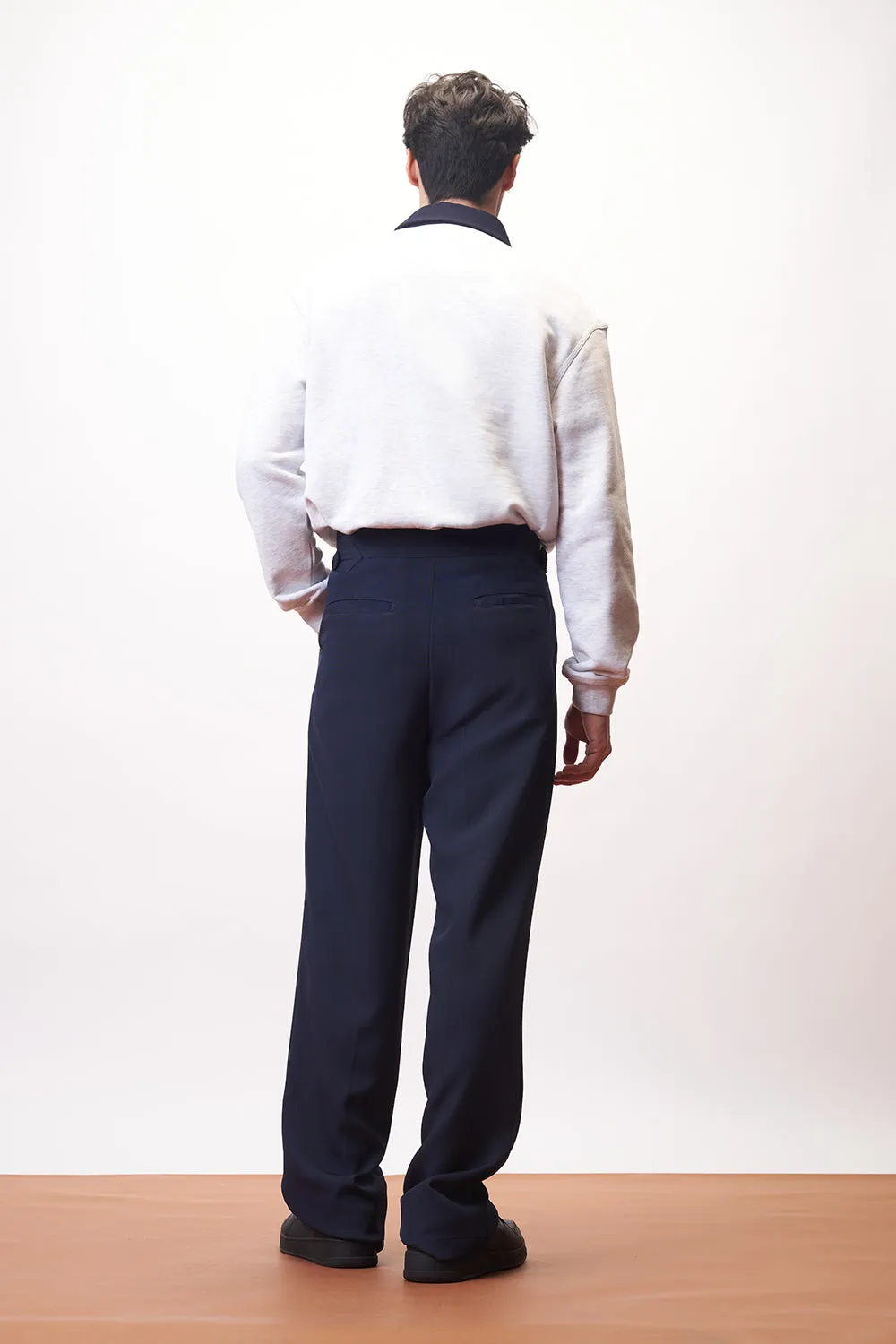 Sharp Navy Side Detail Men's Korean Pants