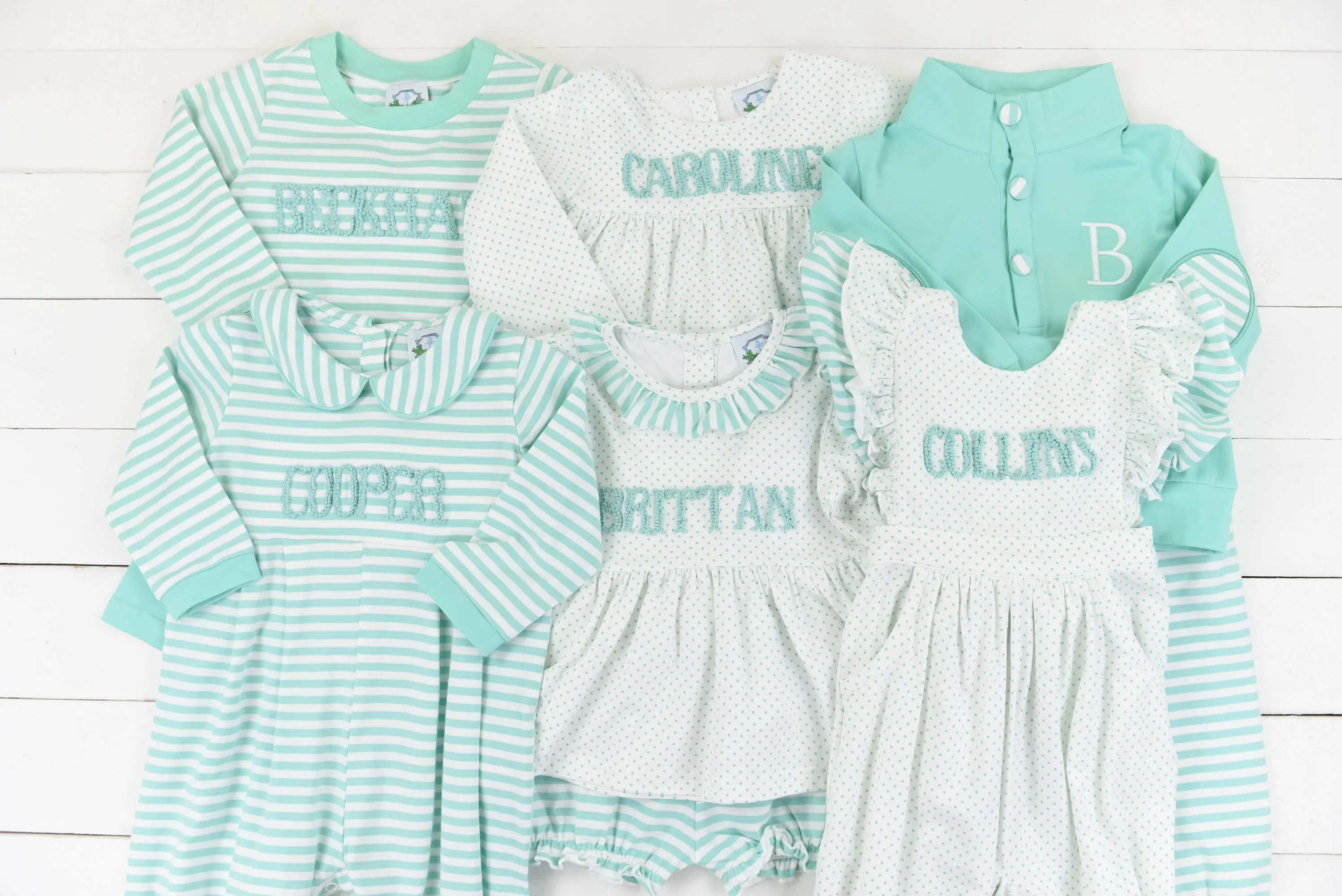 Simple Knit Mint Name Boys Pants Set