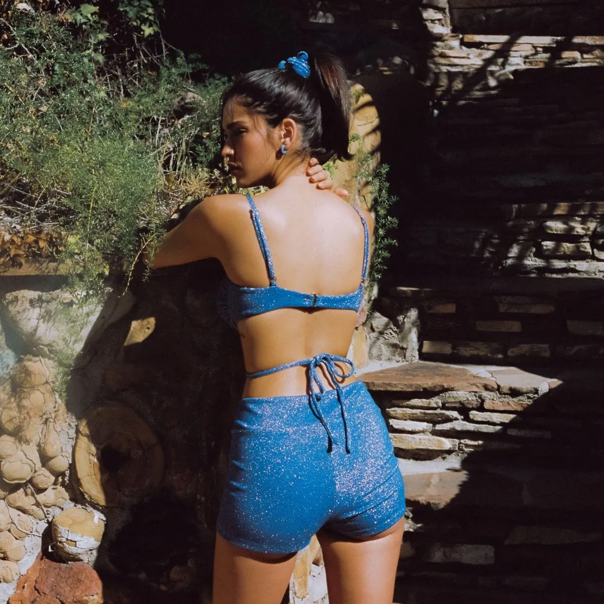 Sky Sparkle V-Cut Micro Bike Short