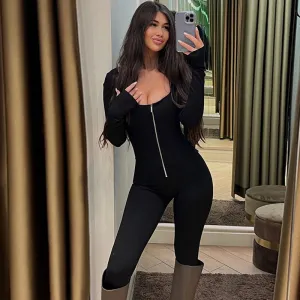 💖Slim Fit Long Sleeve Zip Jumpsuit