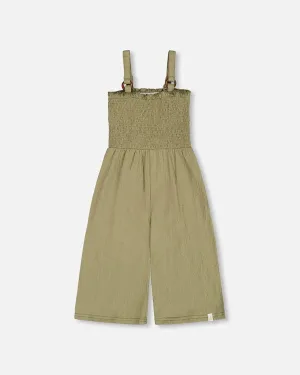 Smocked Crinkle Jersey Jumpsuit