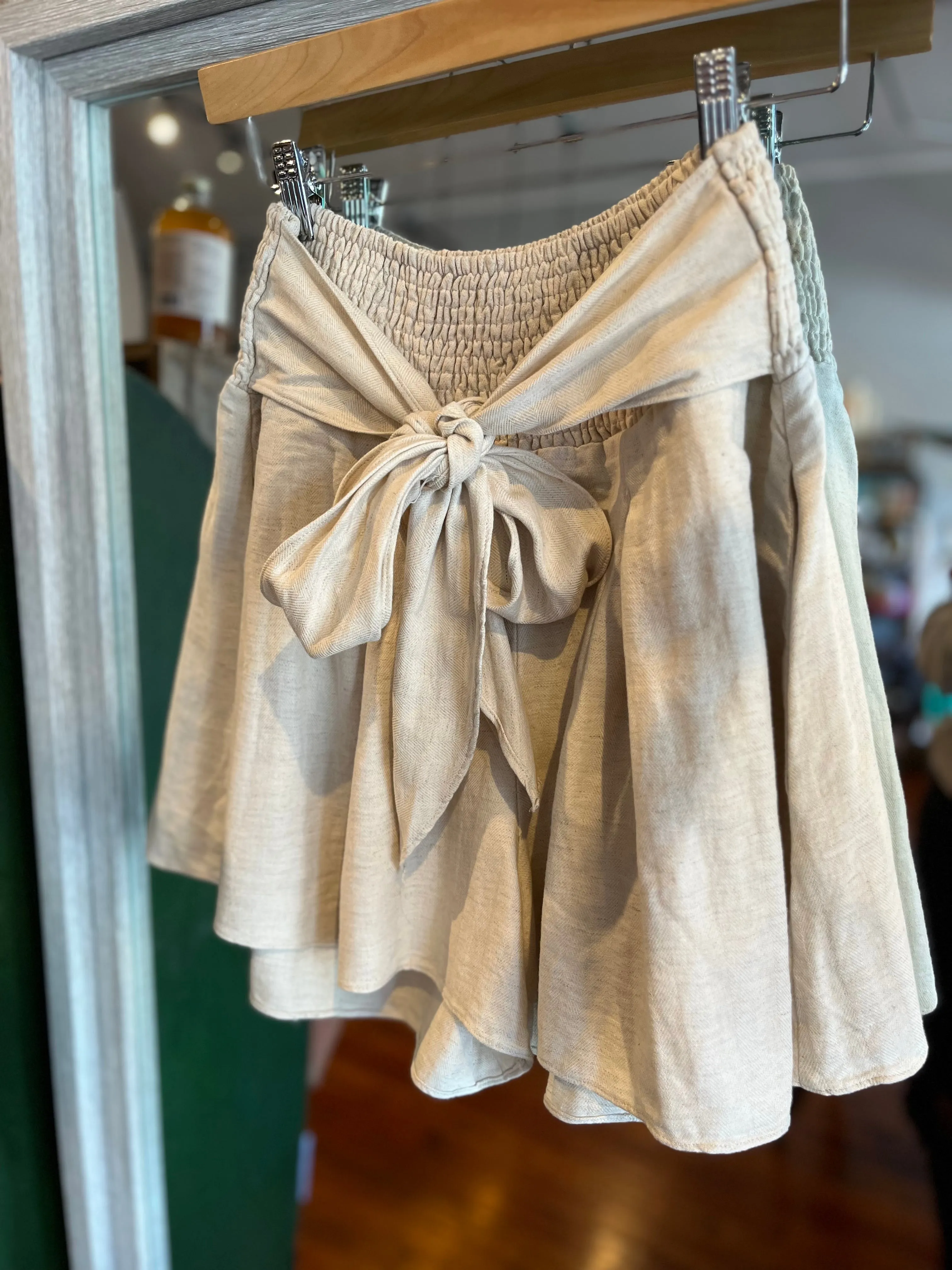 Smocked Waisted Cream Shorts