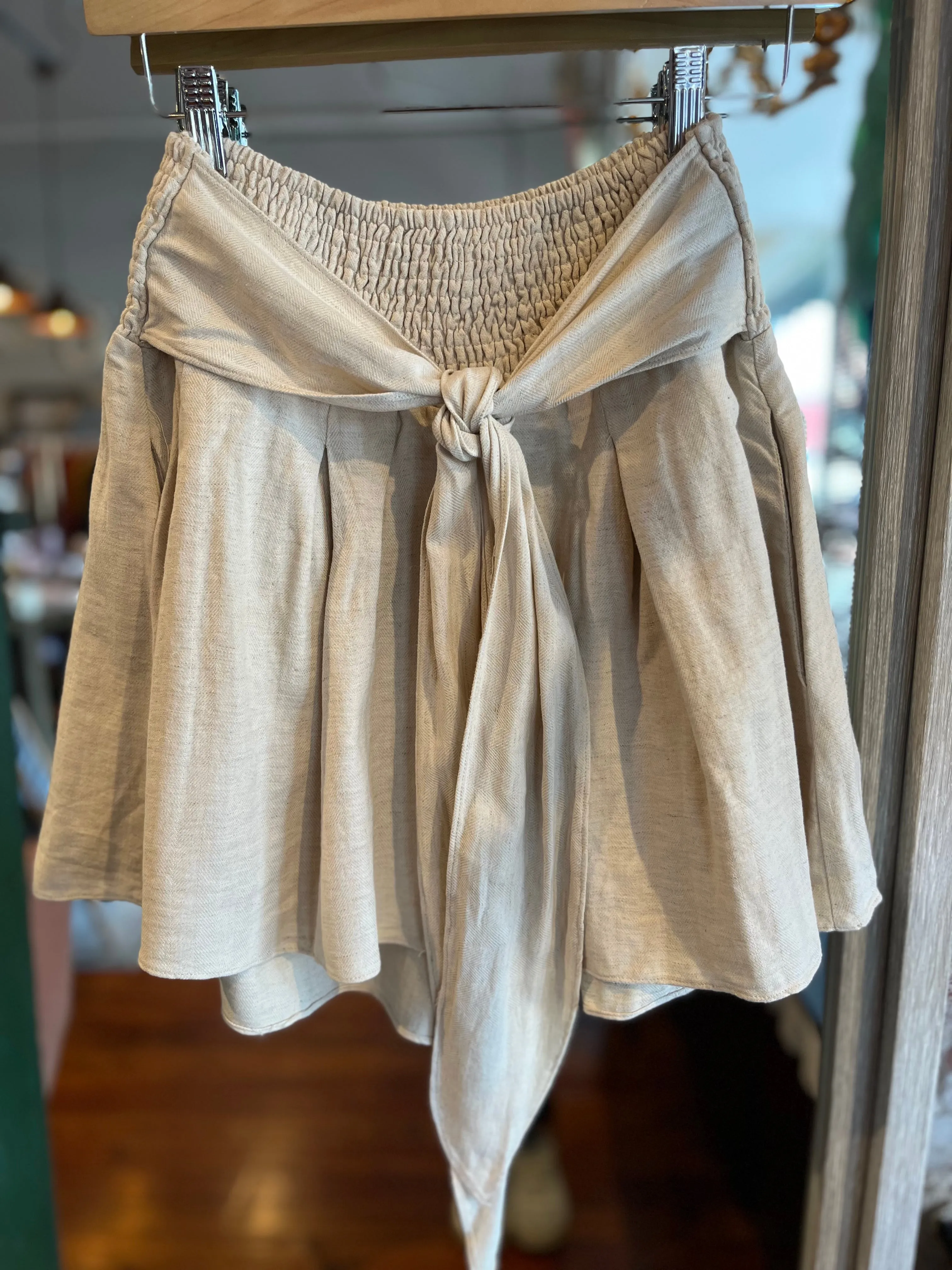 Smocked Waisted Cream Shorts
