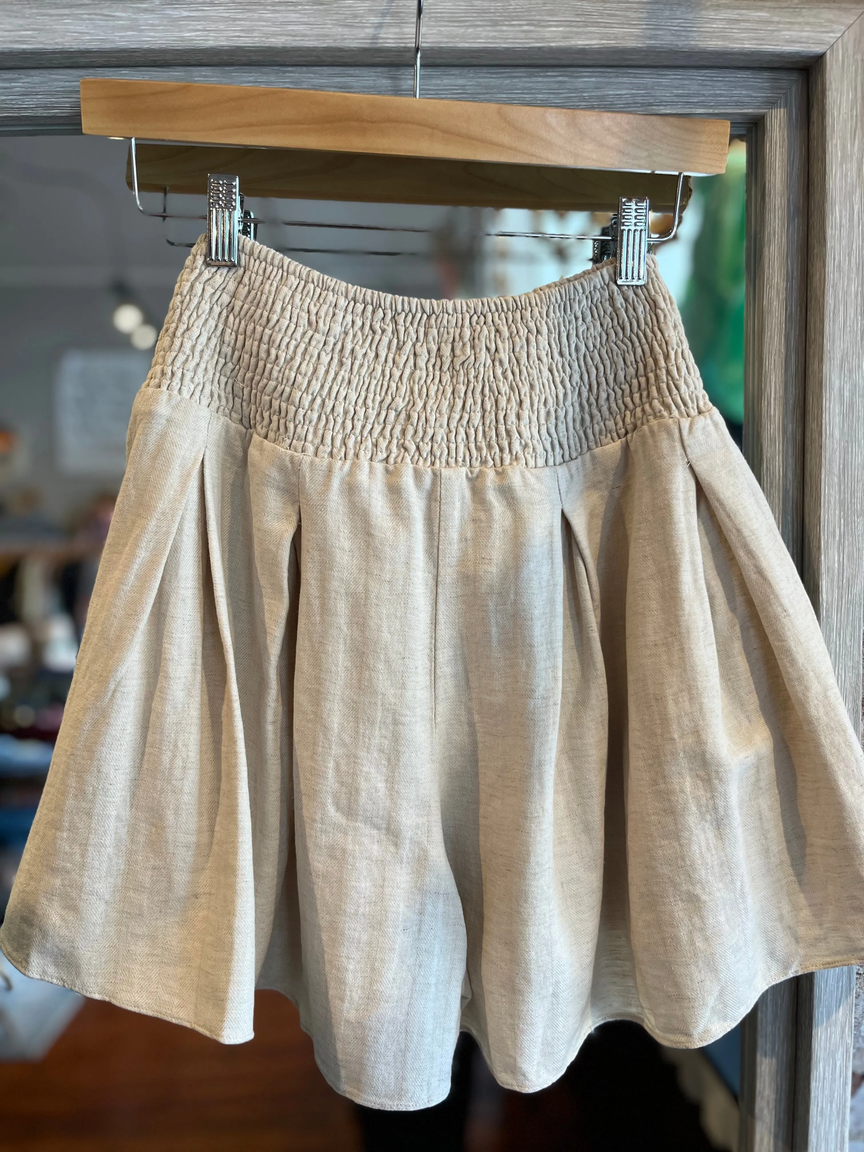 Smocked Waisted Cream Shorts
