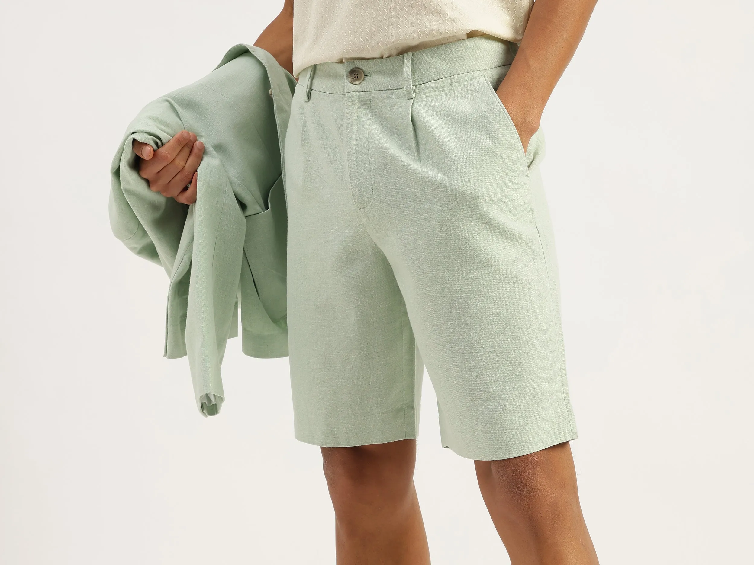 Solid Comfort Fit Bermuda Shorts