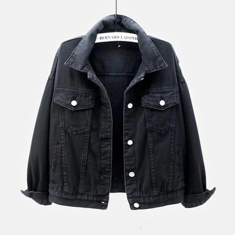 Spring New Color Denim Jacket Women's Short Korean Loose Long Sleeve Jacket Student Top