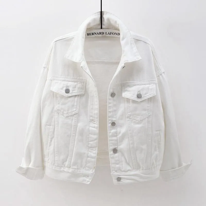Spring New Color Denim Jacket Women's Short Korean Loose Long Sleeve Jacket Student Top