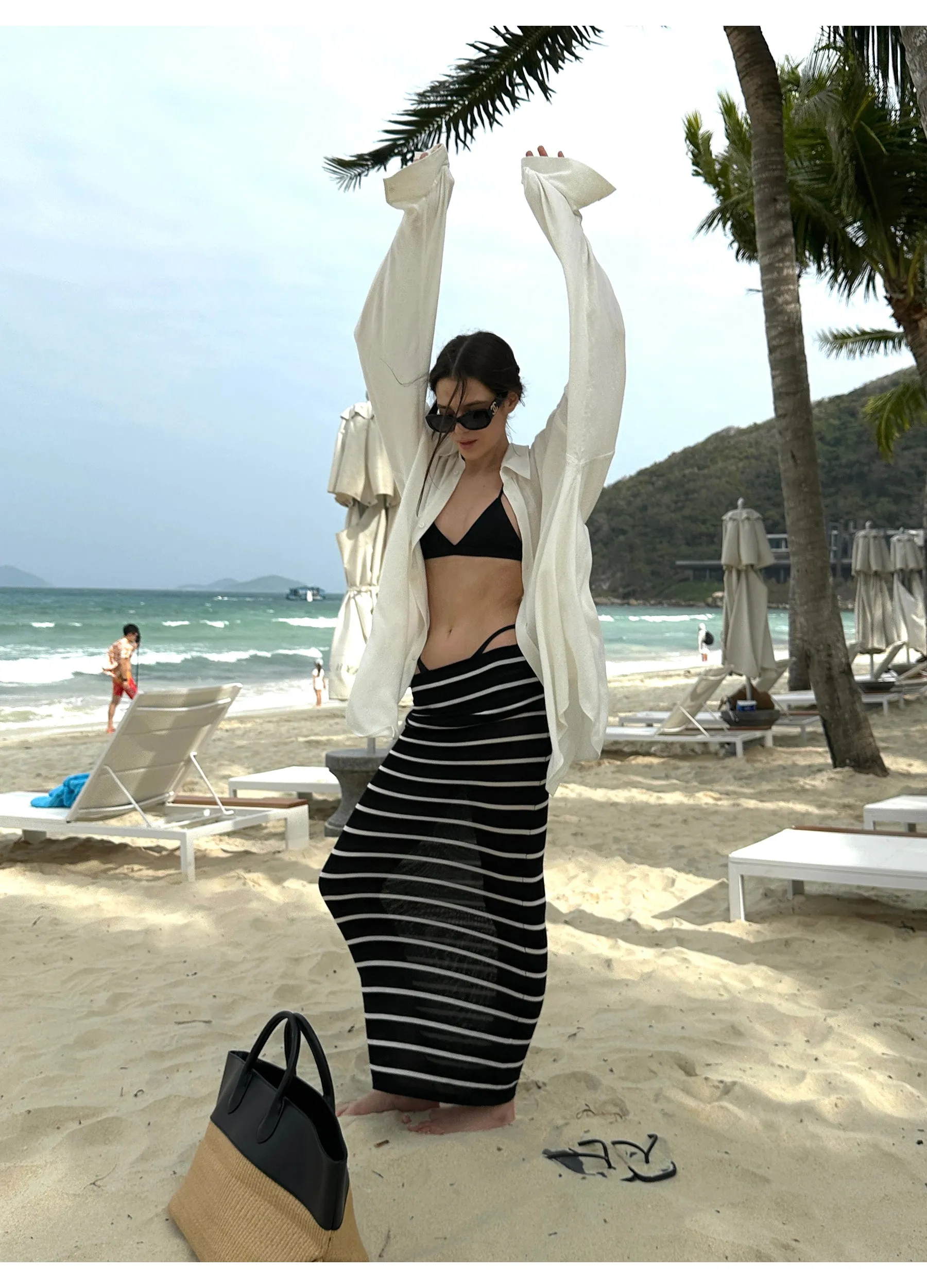 Striped Foldover Waist Skirt