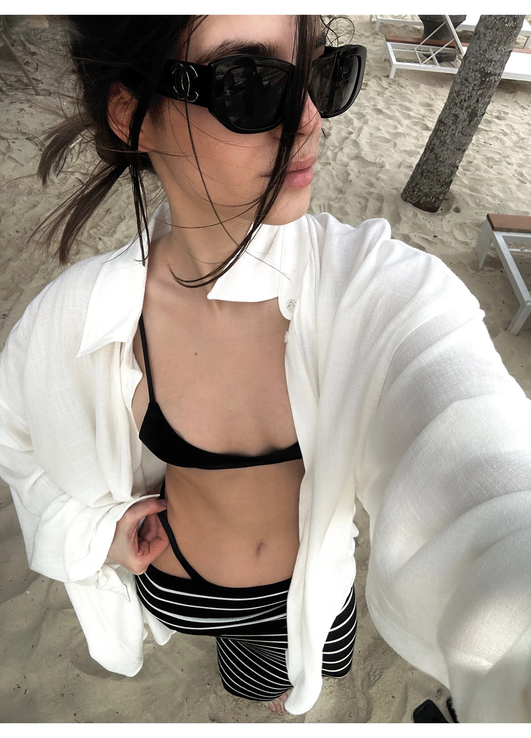 Striped Foldover Waist Skirt