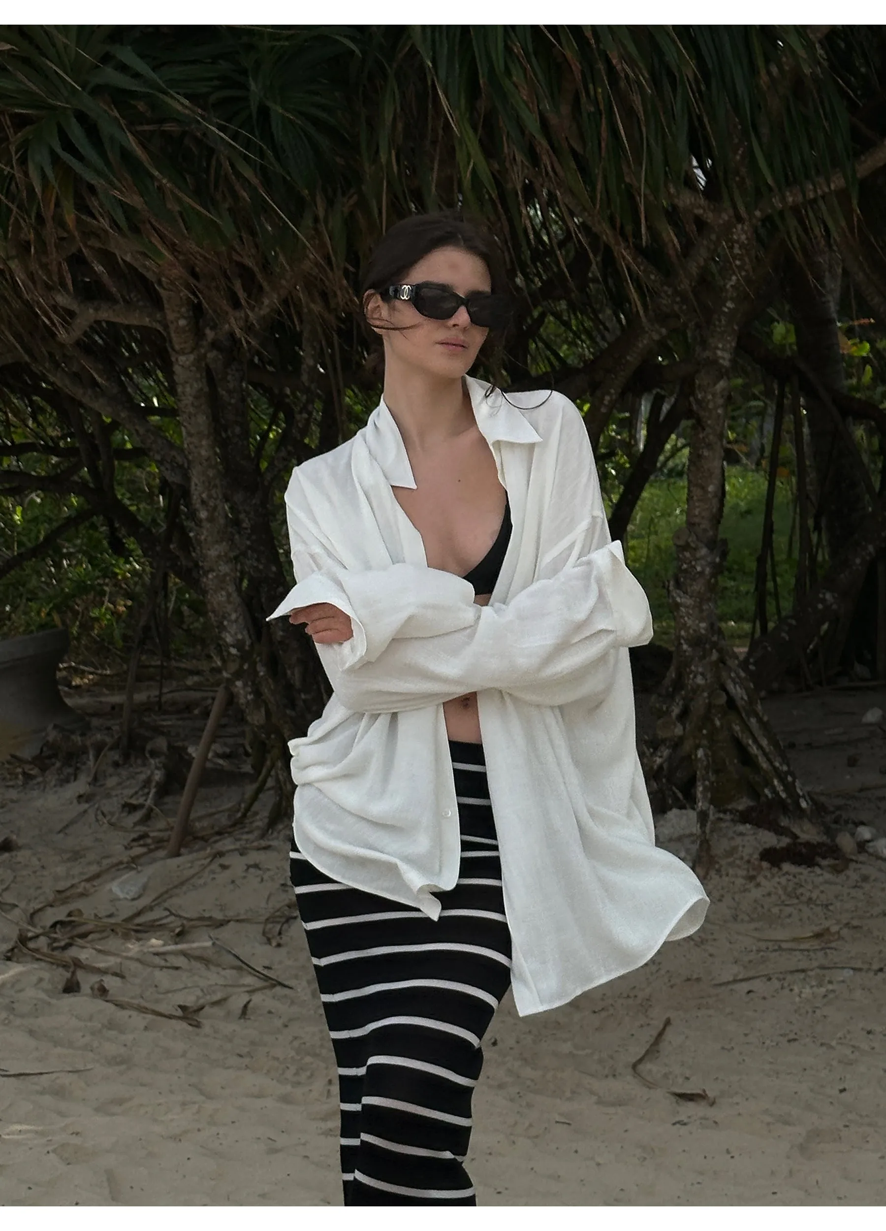 Striped Foldover Waist Skirt