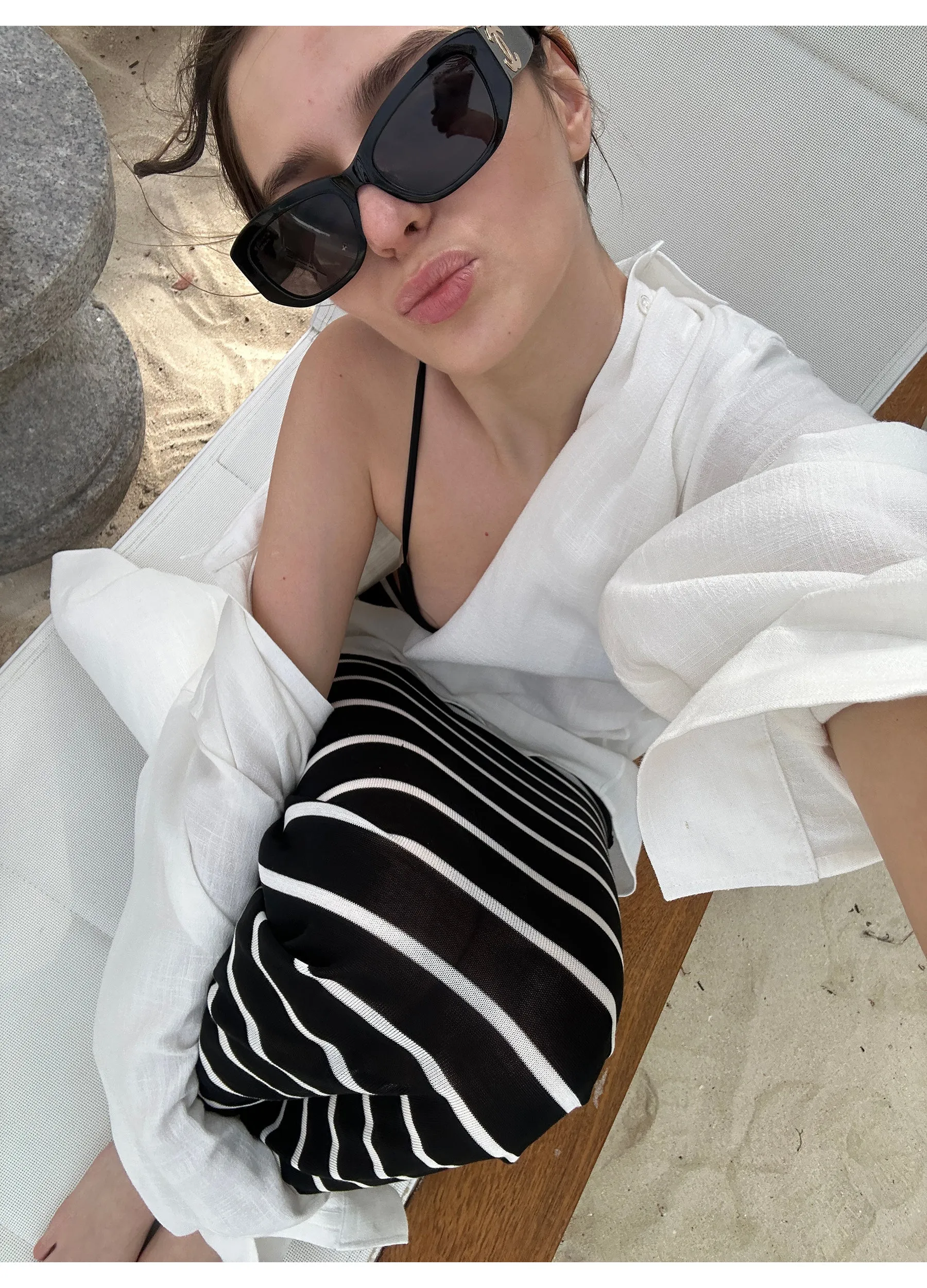 Striped Foldover Waist Skirt
