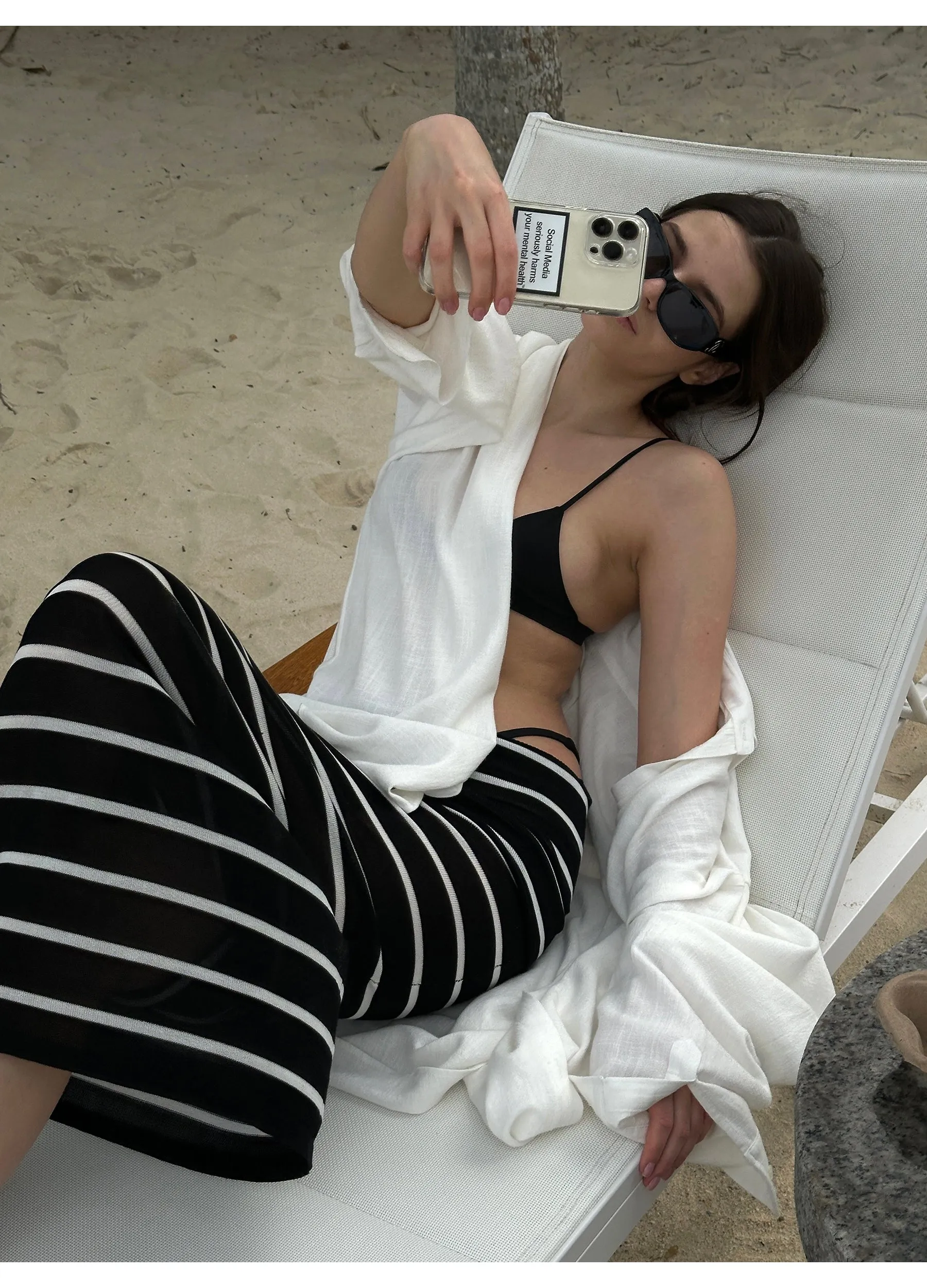 Striped Foldover Waist Skirt
