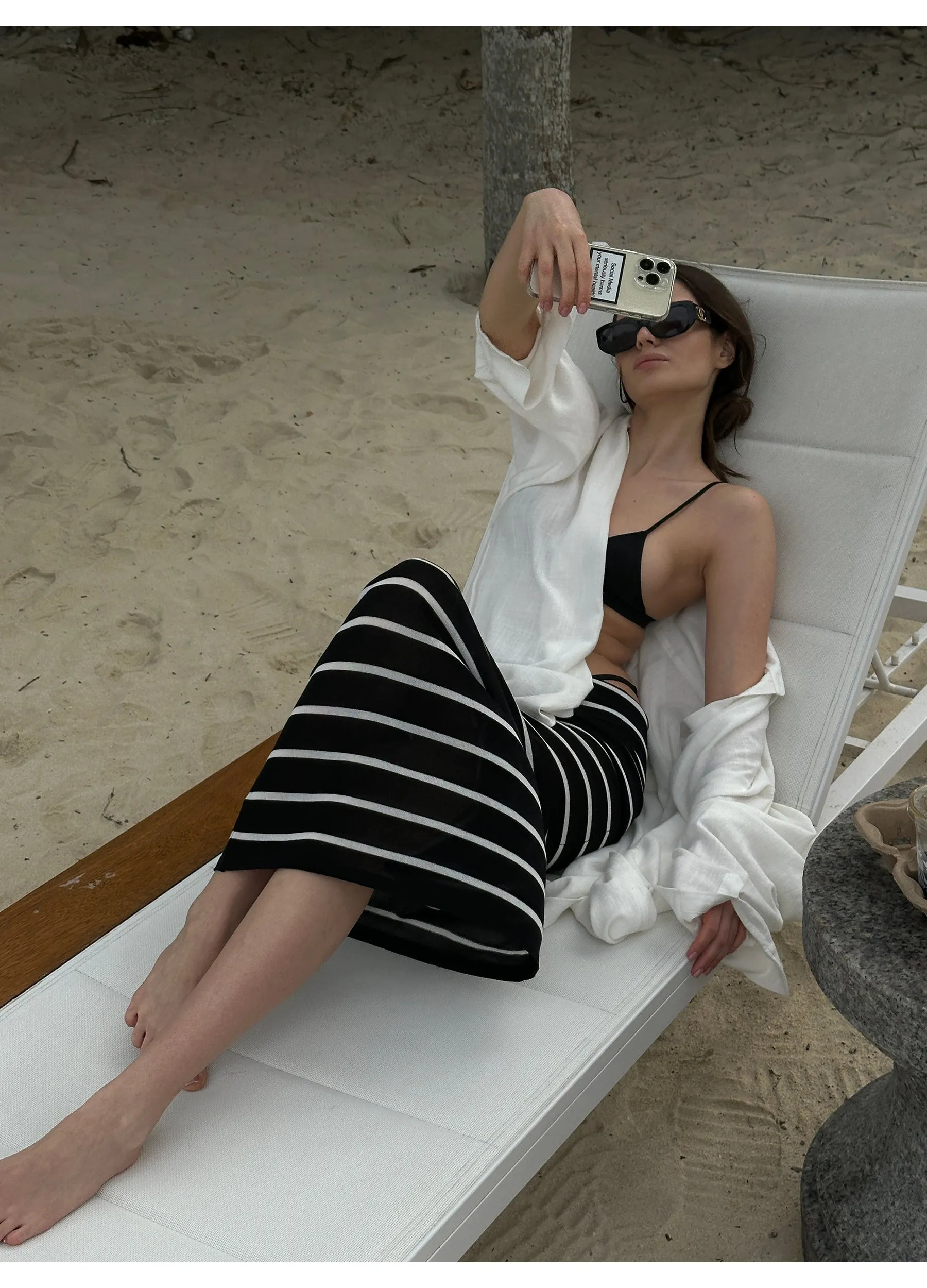 Striped Foldover Waist Skirt