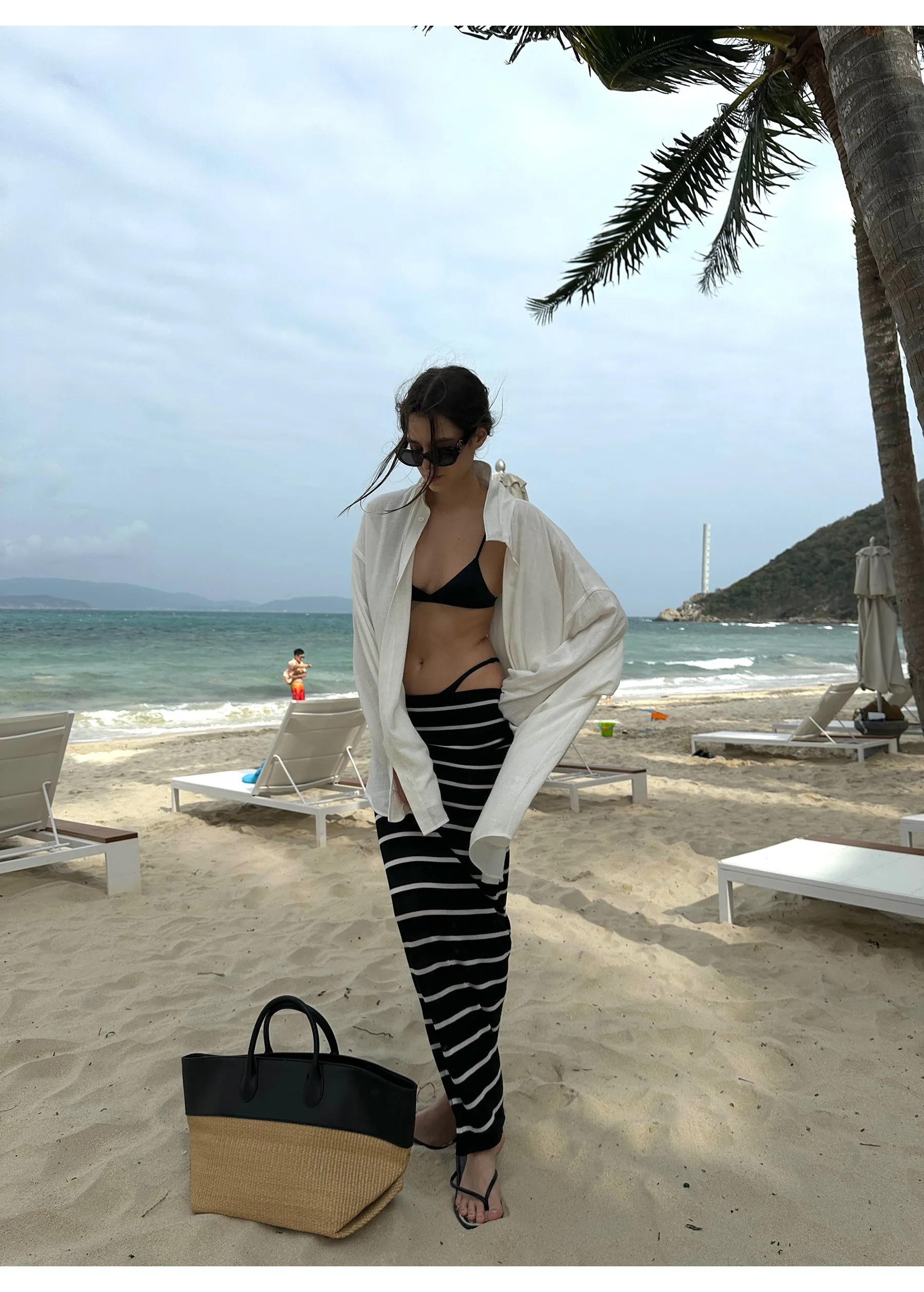 Striped Foldover Waist Skirt