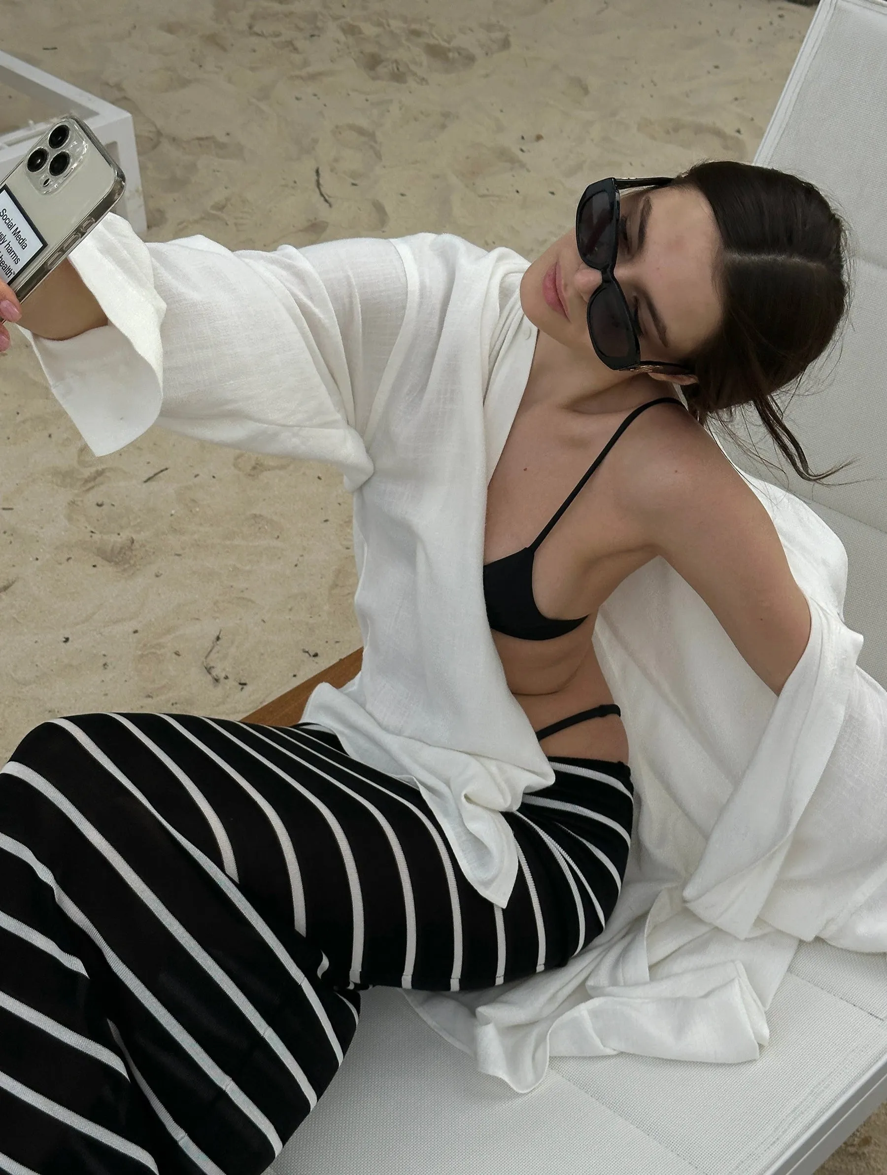Striped Foldover Waist Skirt