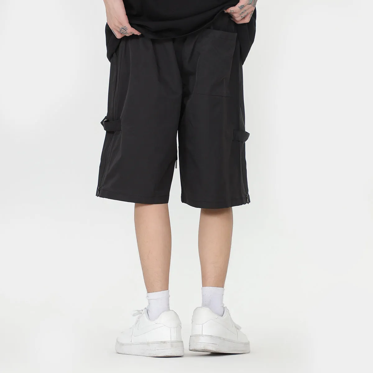 Summer Exercise Shorts Men's Cropped Pants Beveled Zipper Casual Shorts
