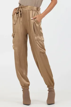 Suzy D Mariah Satin Combat Pants - Black