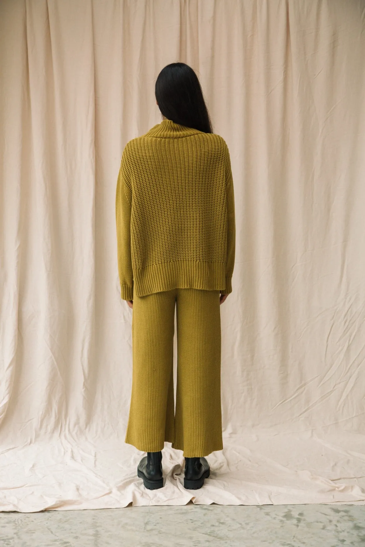 Taka Organic Cotton Knitted Trouser in Chartreuse