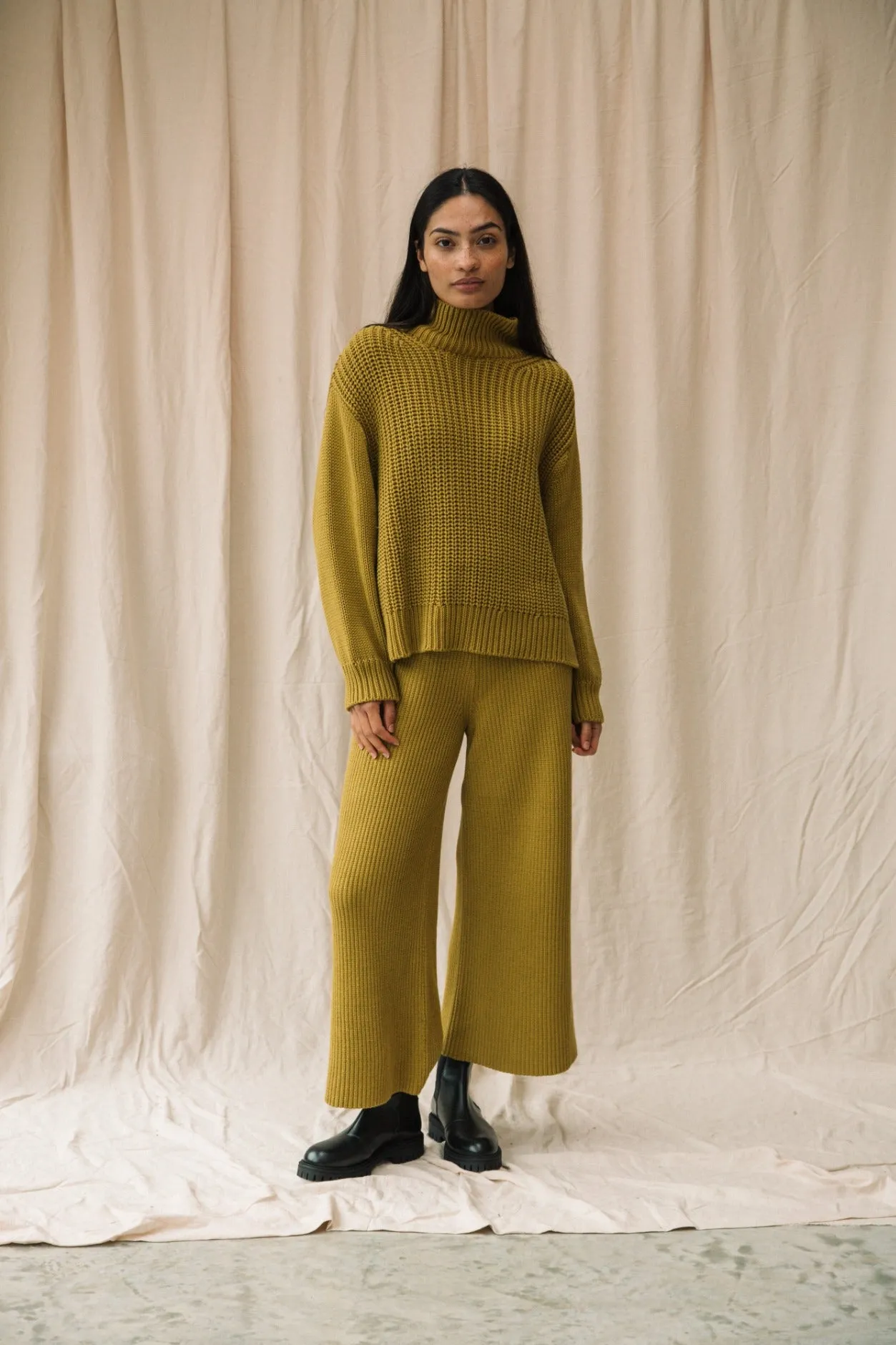 Taka Organic Cotton Knitted Trouser in Chartreuse