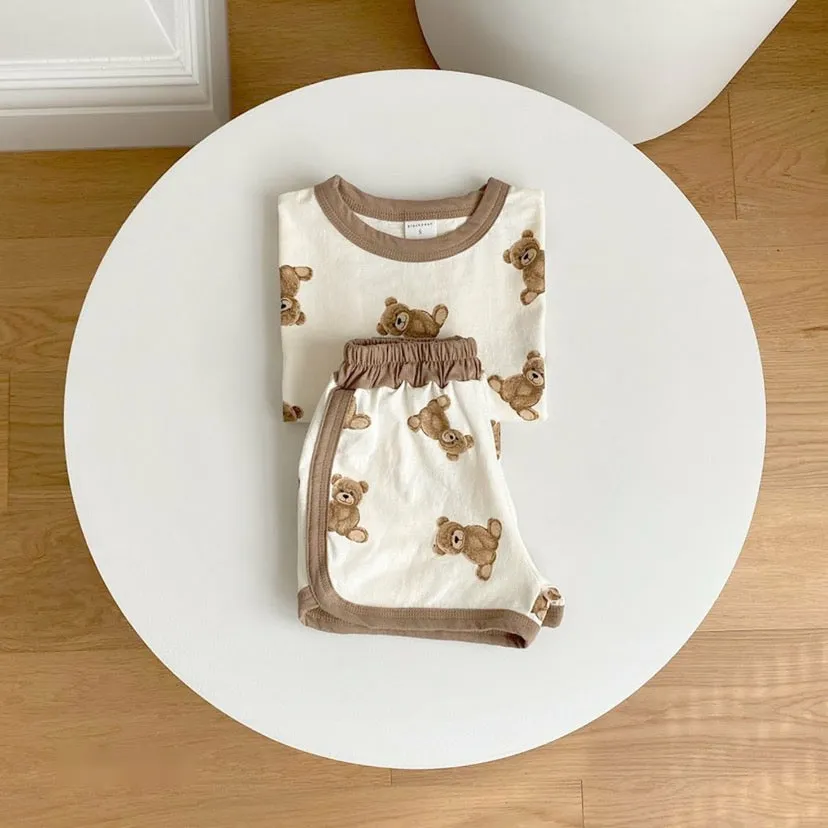 Teddy Bear Short Sleeve T-shirts and Shorts (Set)