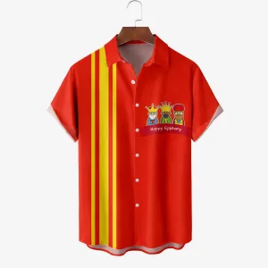 Three Kings Day Chest Pocket Short Sleeve Bowling Shirt