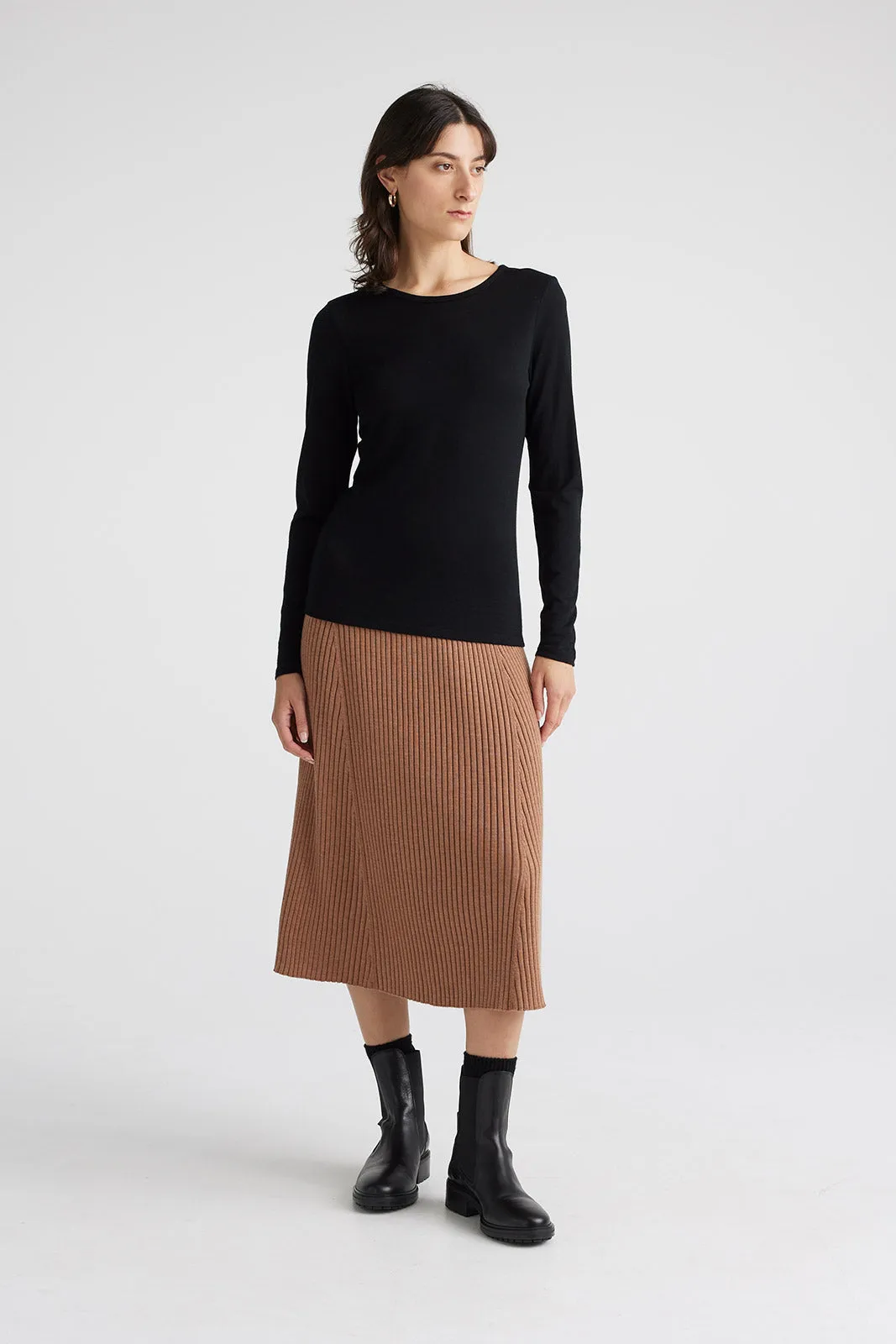 Toorallie. II Crew Merino Tee- Black