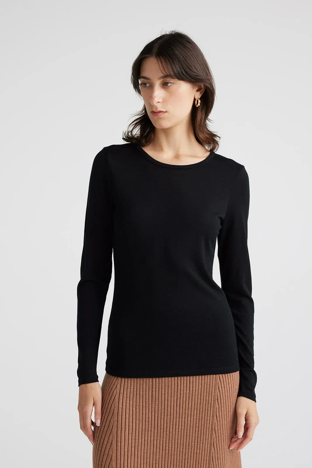 Toorallie. II Crew Merino Tee- Black