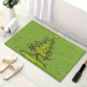 Ultra-Soft Microfiber Christmas Tree Bath Mat - Non-Slip, Quick-Dry & Machine Washable - Perfect for Kitchen, Bathroom & Shower Decor