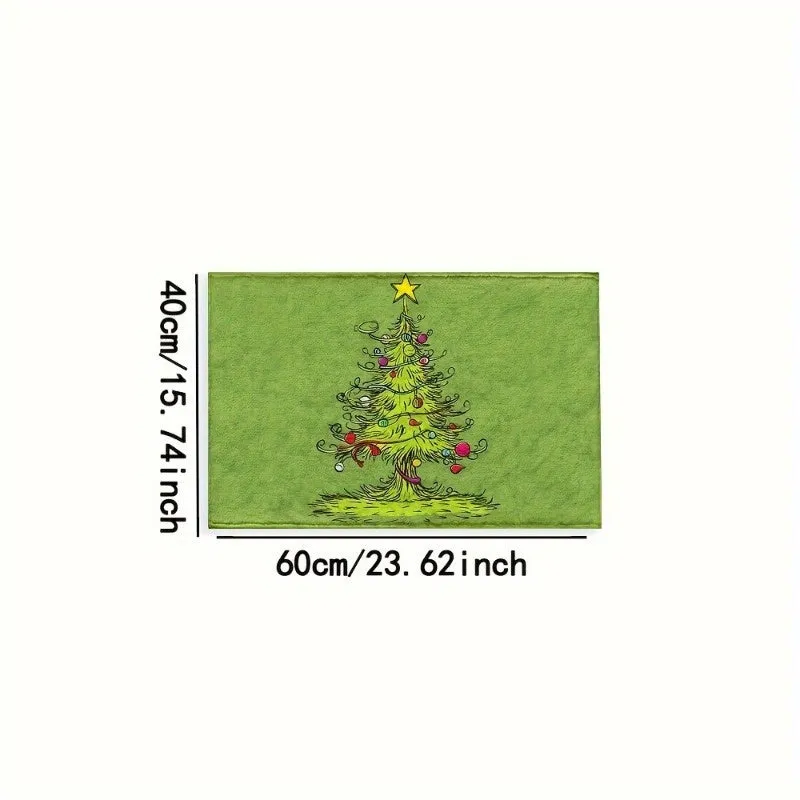 Ultra-Soft Microfiber Christmas Tree Bath Mat - Non-Slip, Quick-Dry & Machine Washable - Perfect for Kitchen, Bathroom & Shower Decor