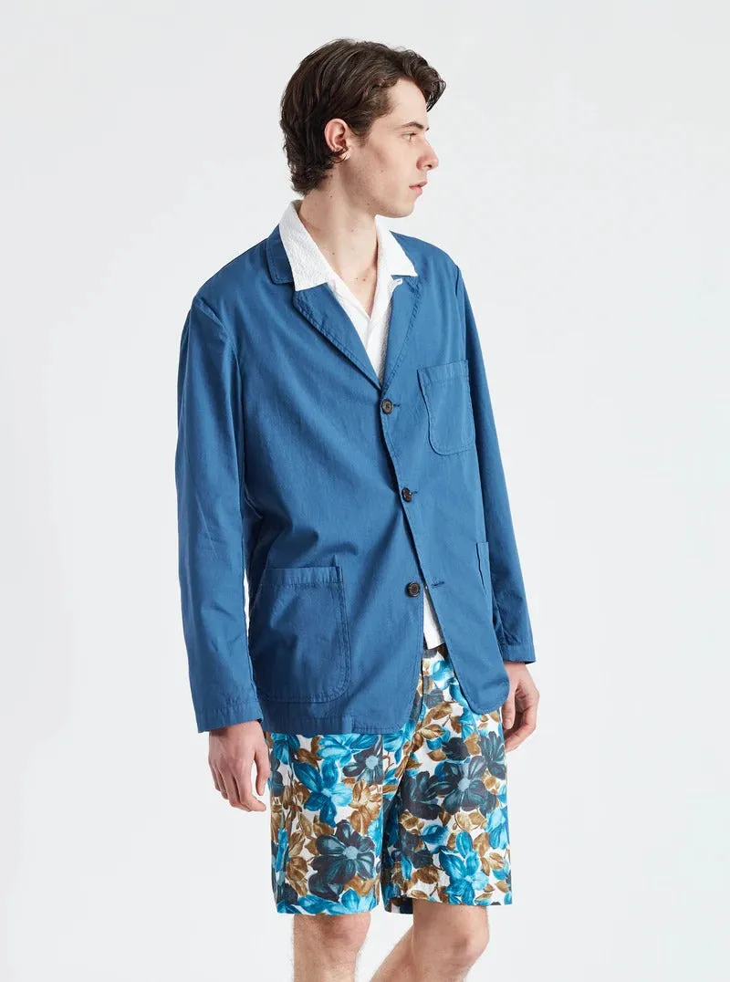 【Universal Works】Three Button Jacket In Indigo Summer Fine Canvas／三鈕扣藍染帆布薄外套