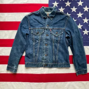 Vintage 1960’s Type 3 LEVI’S Big E 70505 Size 40 Two Pocket Denim Trucker Jacket Made in USA