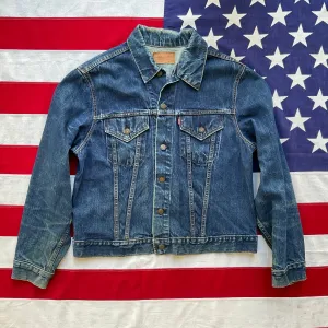 Vintage 1960’s Type 3 LEVI’S Big E 70505 Two Pocket Denim Trucker Jacket Size L Made in USA