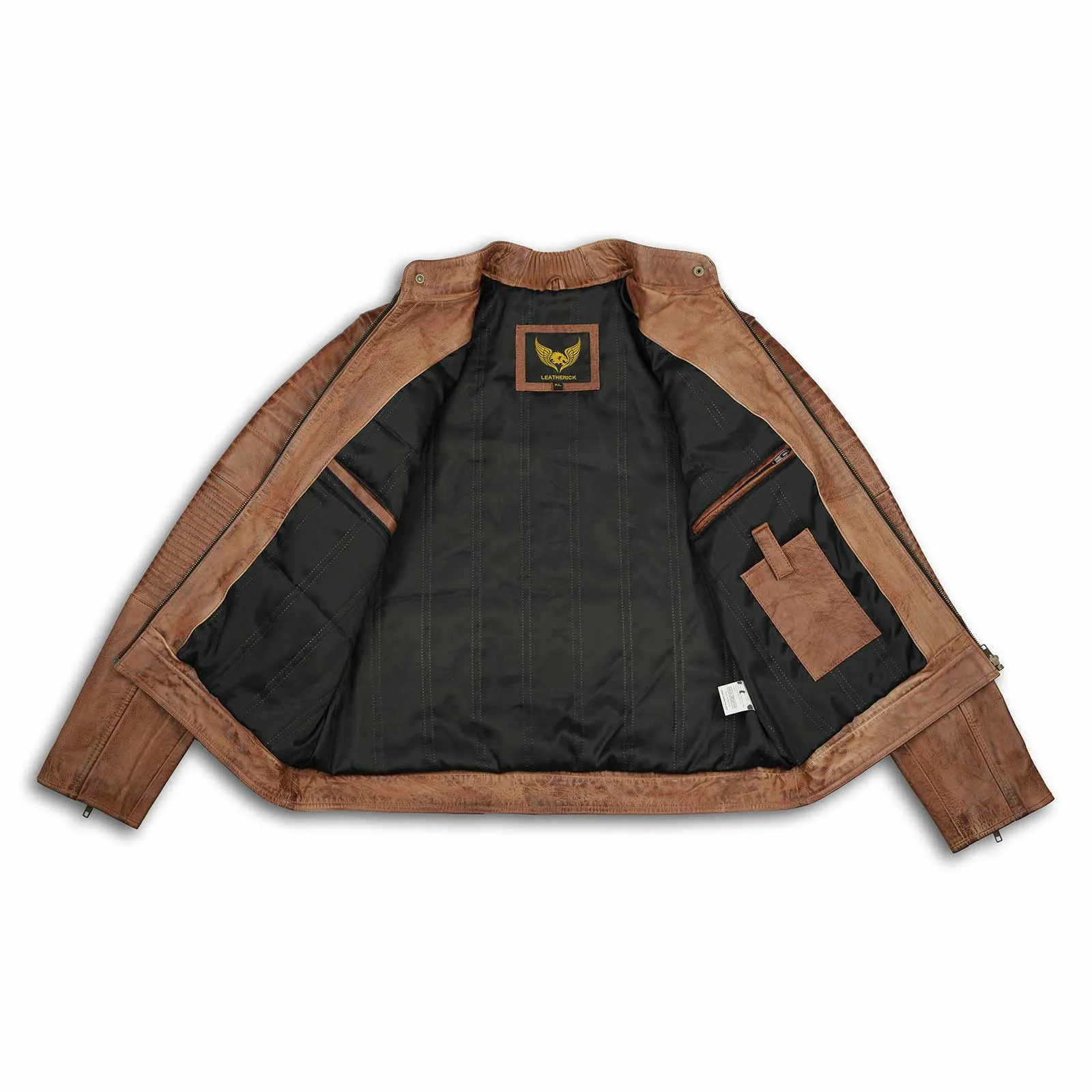 Vintage Distressed Tan Brown Leather Jacket