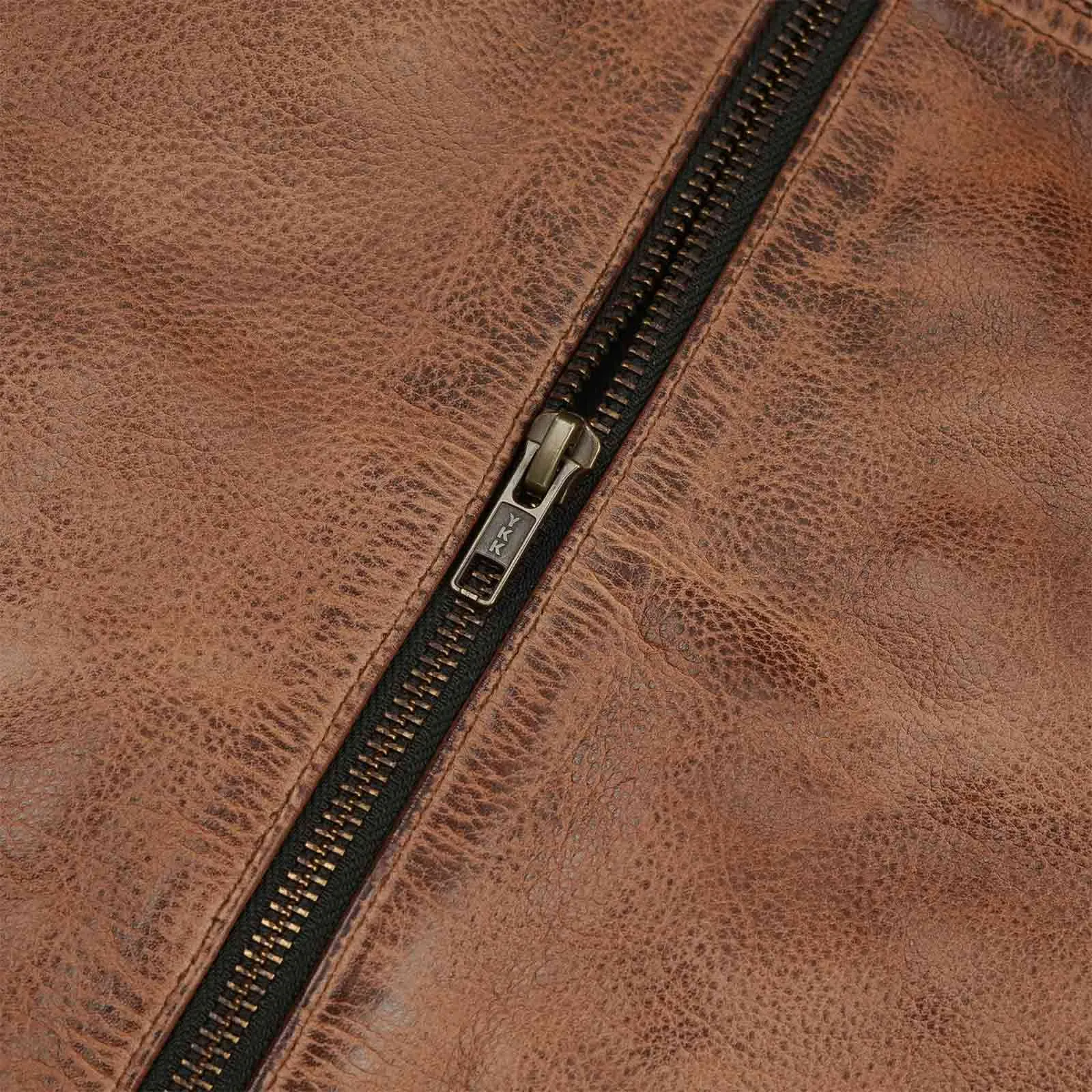 Vintage Distressed Tan Brown Leather Jacket