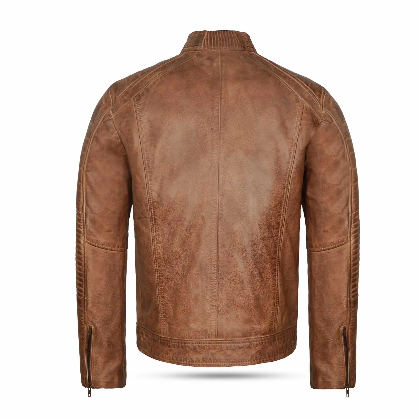 Vintage Distressed Tan Brown Leather Jacket