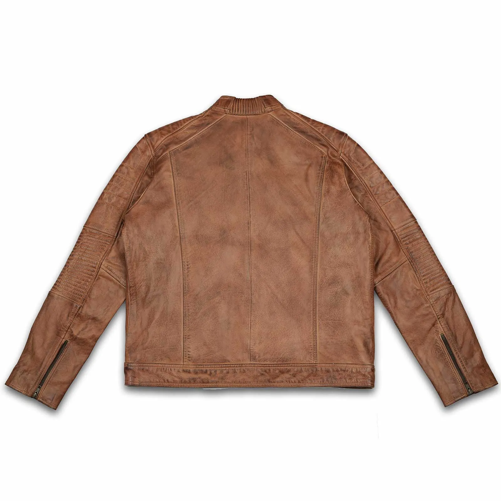 Vintage Distressed Tan Brown Leather Jacket