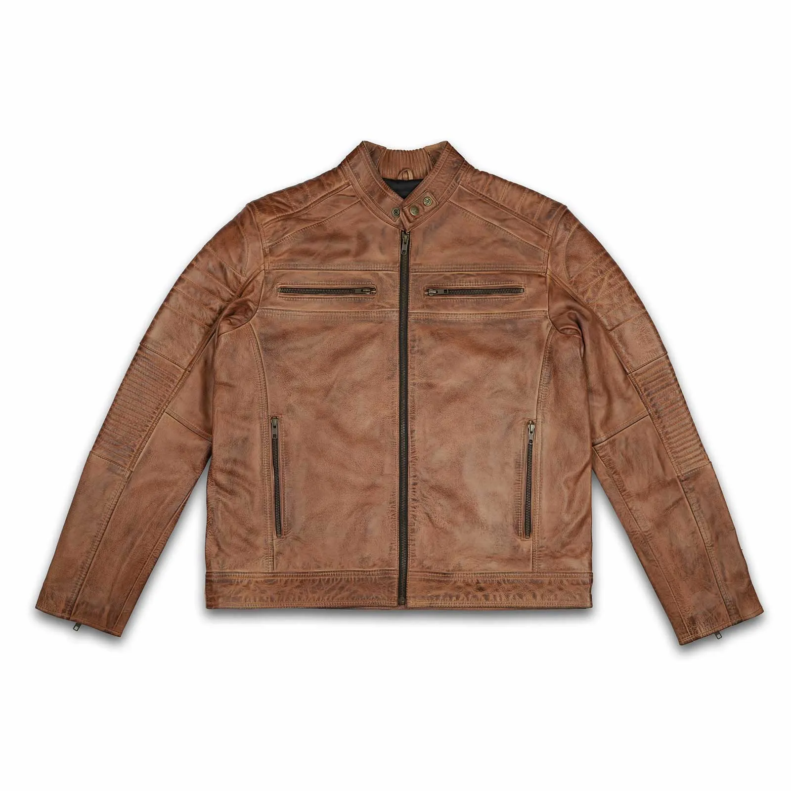 Vintage Distressed Tan Brown Leather Jacket