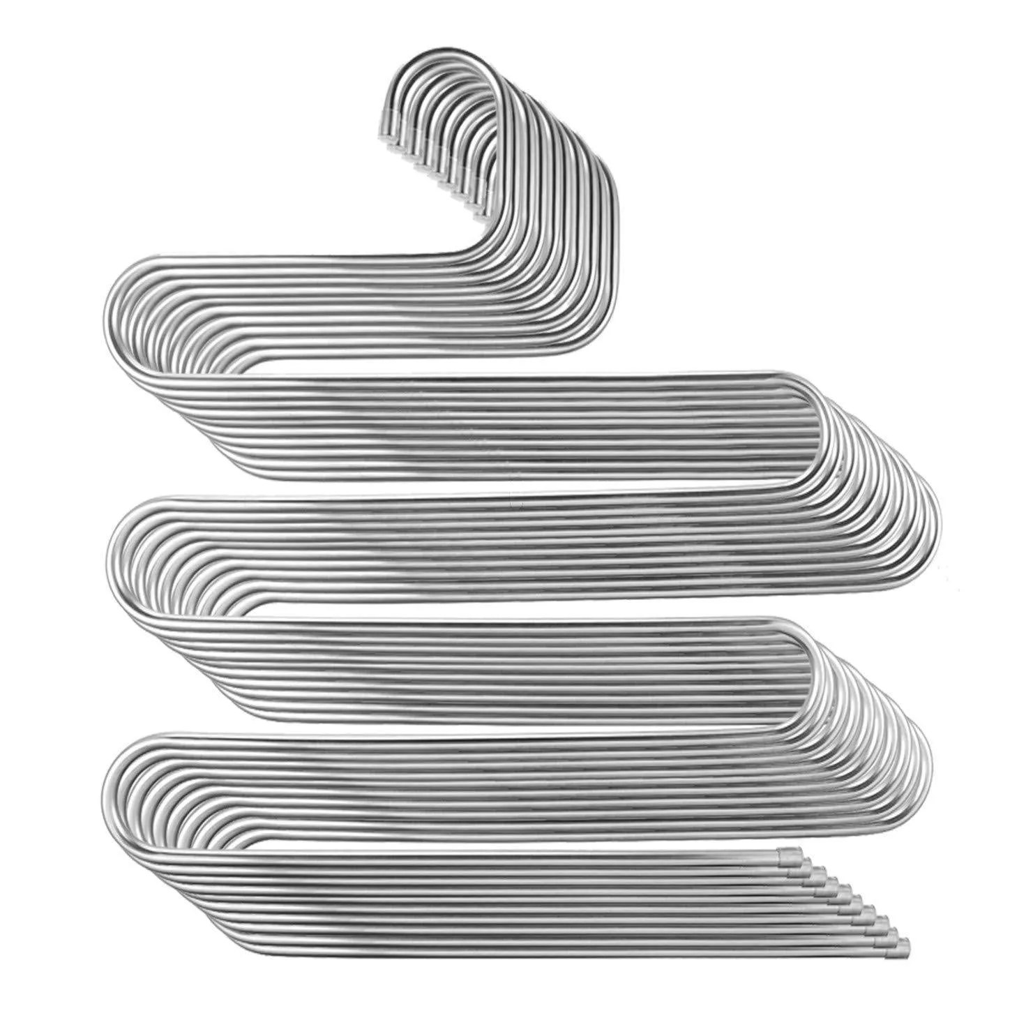 Visionhome S Type 5 Layer Stainless Steel Hanger with Multi-Purpose for Pants Cloths Tie Scarf 10Pack
