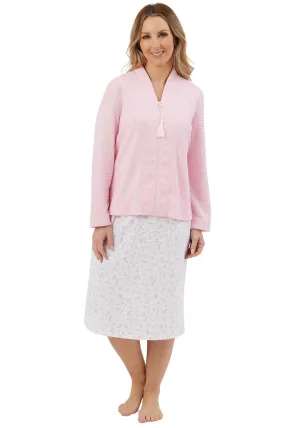 Waffle Bedjacket With Zipper - Pink